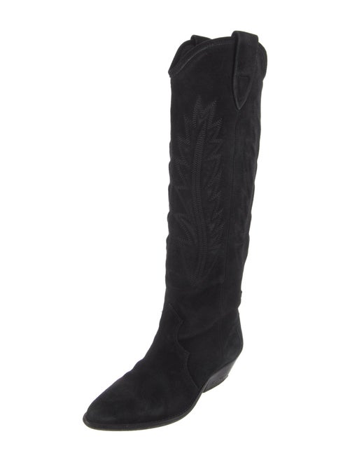 Isabel Marant Suede Embroidered Accent Riding Boots