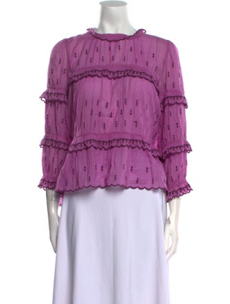 Isabel Marant Scoop Neck Three-Quarter Sleeve Blouse