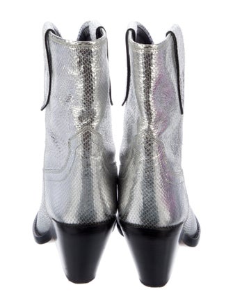 Isabel Marant Leather Colorblock Pattern Western Boots
