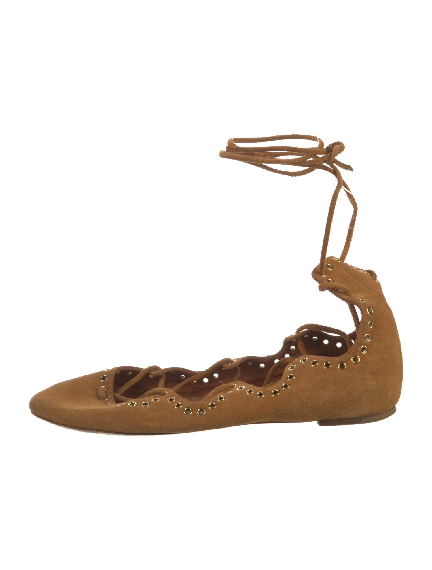 Isabel Marant Suede Eyelet Trim Flats