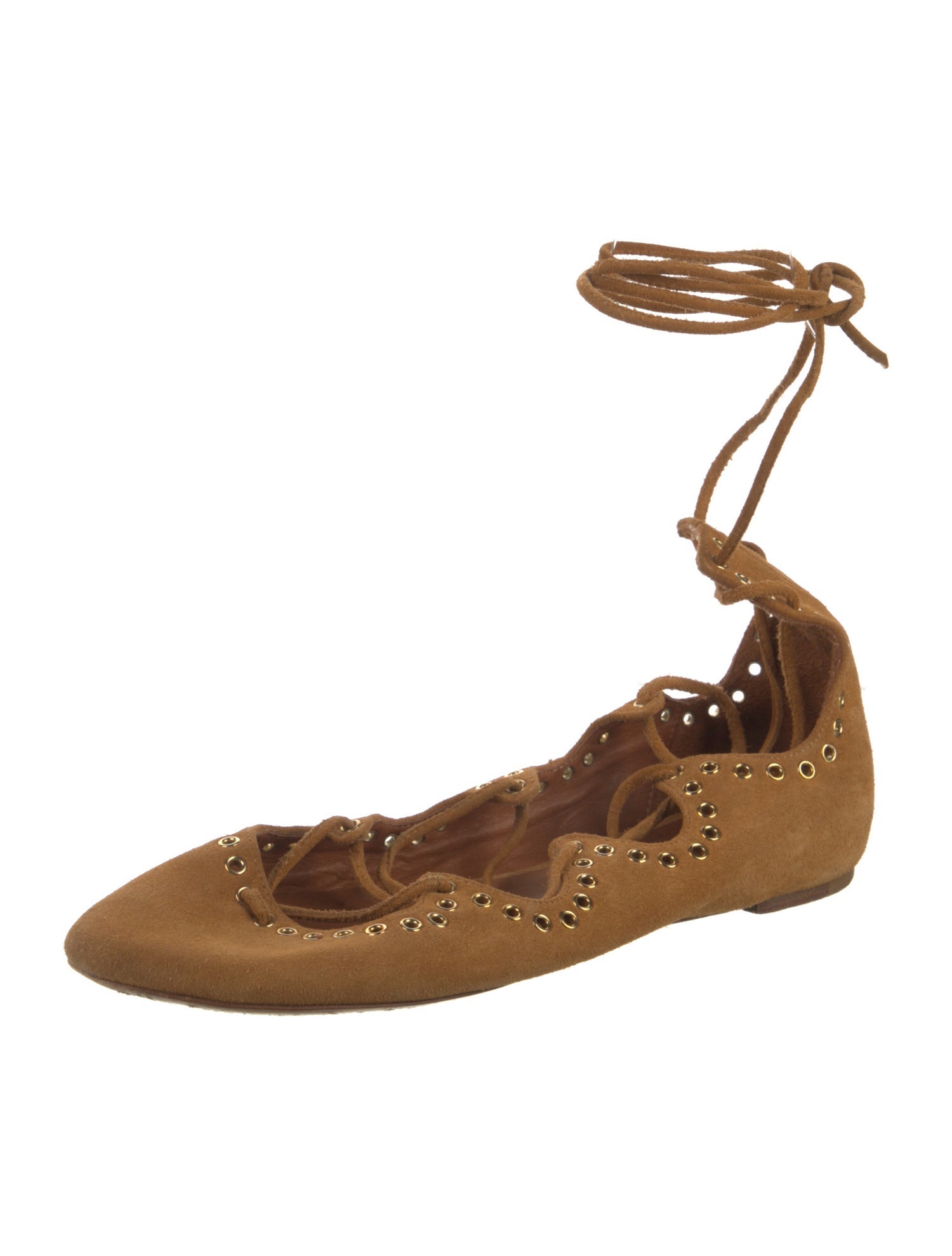 Isabel Marant Suede Eyelet Trim Flats