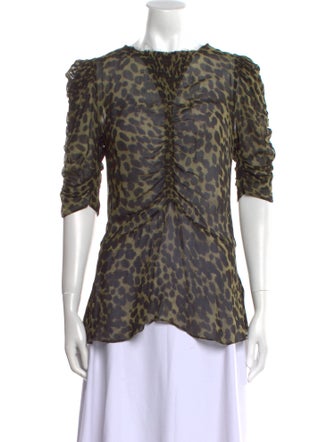 Isabel Marant Animal Print Bateau Neckline Blouse