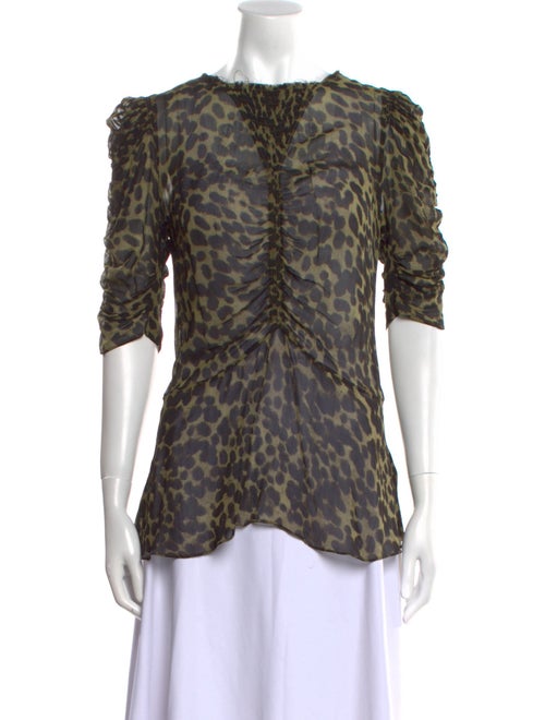 Isabel Marant Animal Print Bateau Neckline Blouse