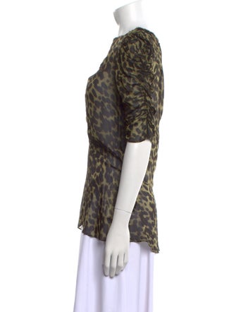 Isabel Marant Animal Print Bateau Neckline Blouse