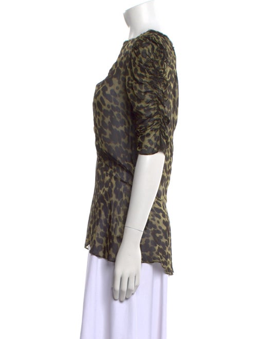 Isabel Marant Animal Print Bateau Neckline Blouse