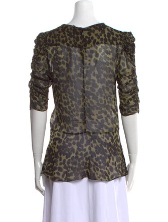 Isabel Marant Animal Print Bateau Neckline Blouse