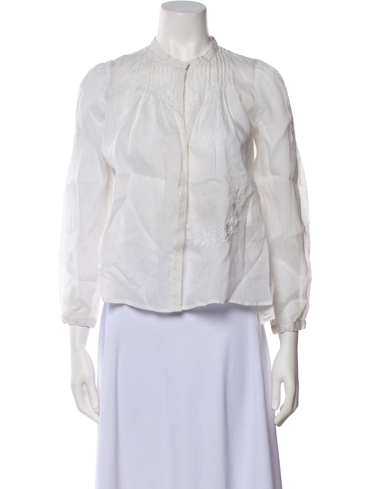 Isabel Marant Mock Neck Three-Quarter Sleeve Button-Up Top