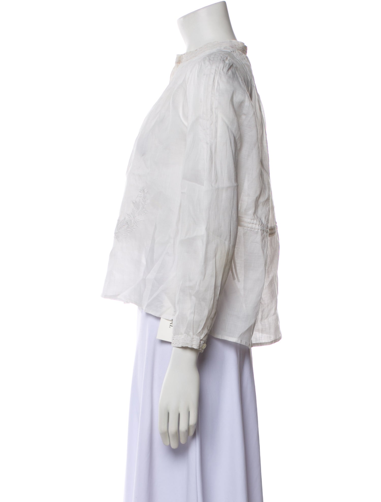 Isabel Marant Mock Neck Three-Quarter Sleeve Button-Up Top