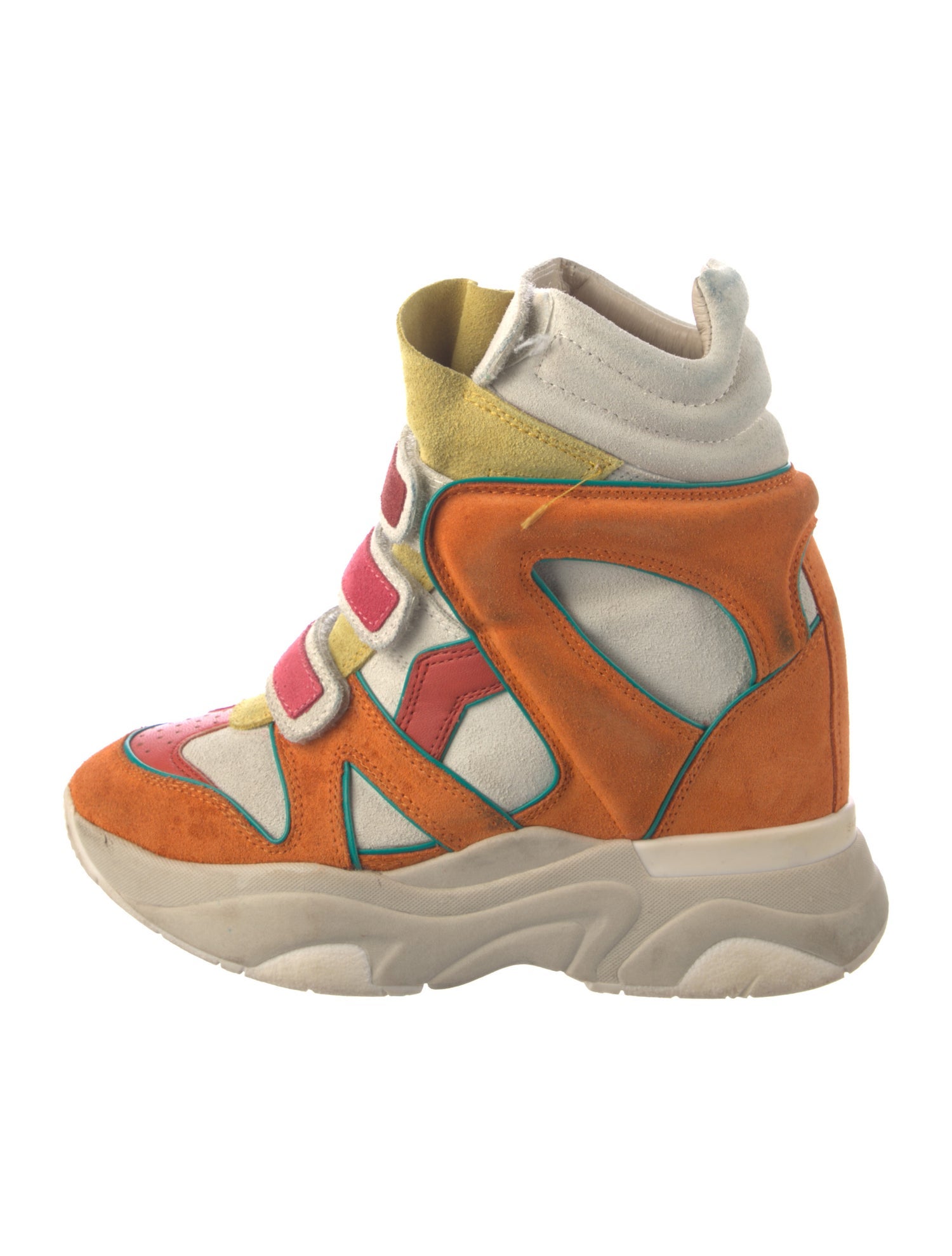 Isabel Marant Suede Colorblock Pattern Wedge Sneakers