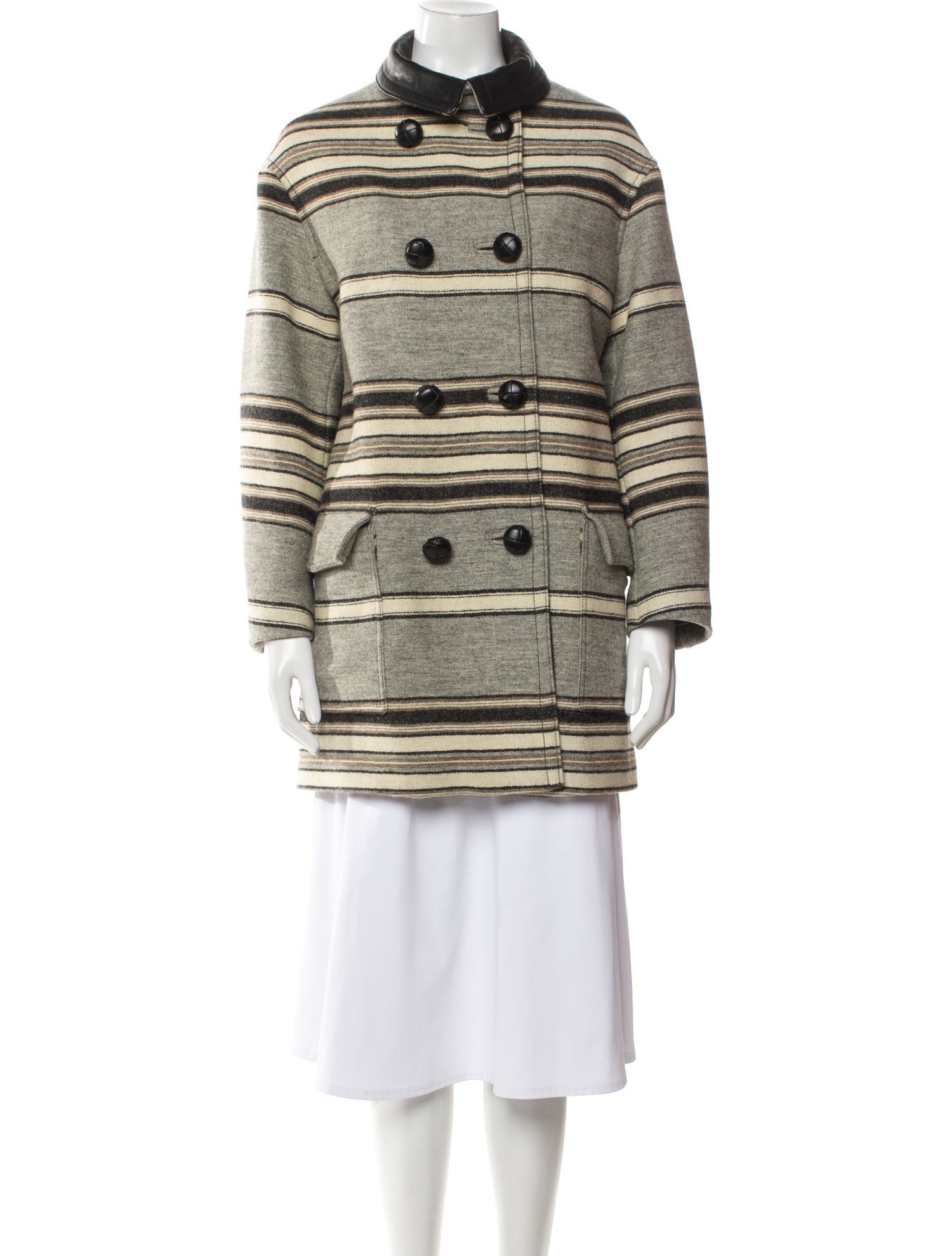 Isabel Marant Virgin Wool Striped Trench Coat