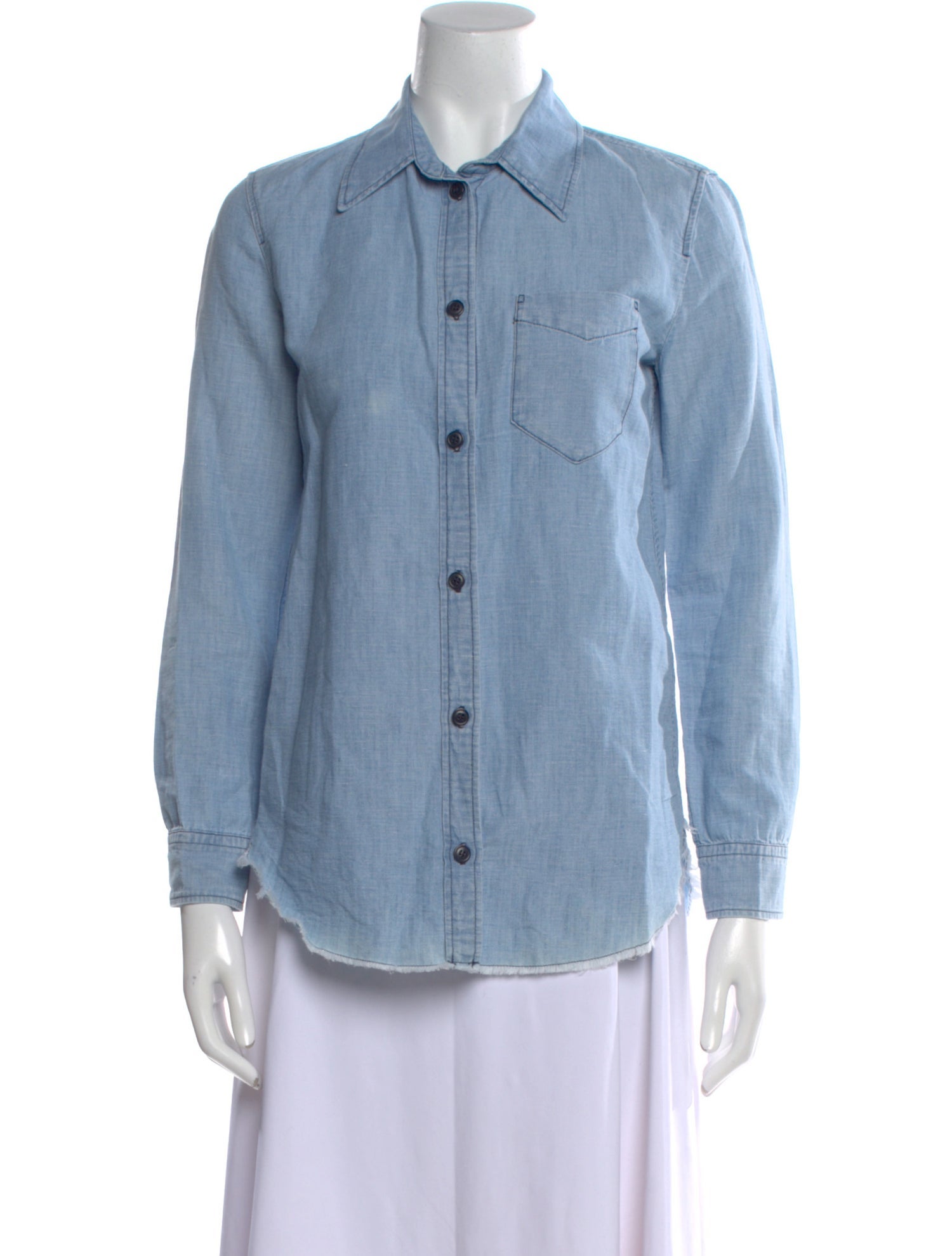 Isabel Marant Linen Long Sleeve Button-Up Top
