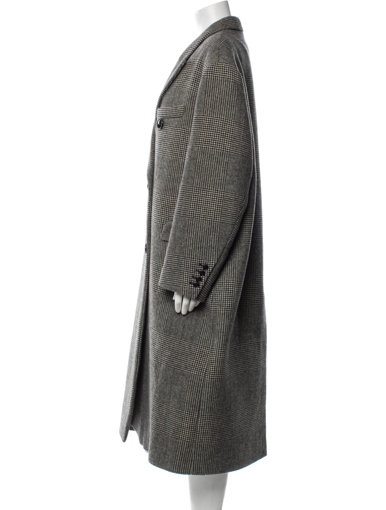 Isabel Marant Virgin Wool Plaid Print Trench Coat