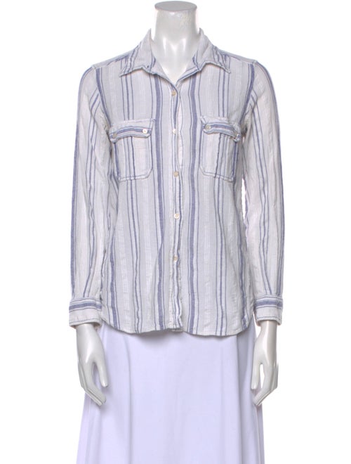 Isabel Marant Striped Three-Quarter Sleeve Button-Up Top