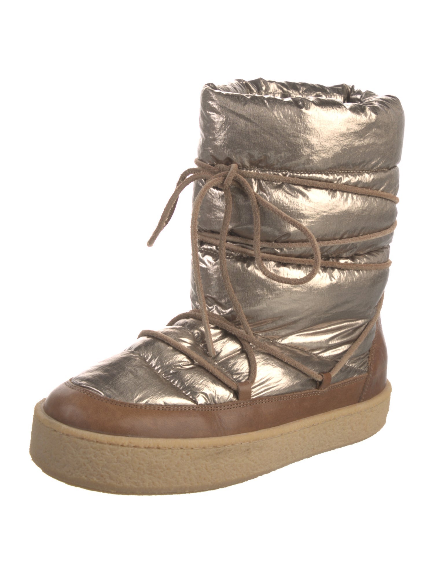 Isabel Marant Nylon Colorblock Pattern Lace-Up Boots