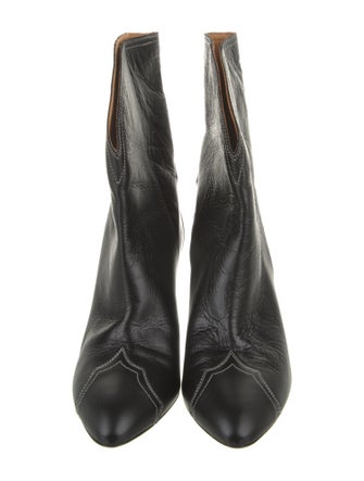 Isabel Marant Leather Whipstitch Trim Western Boots