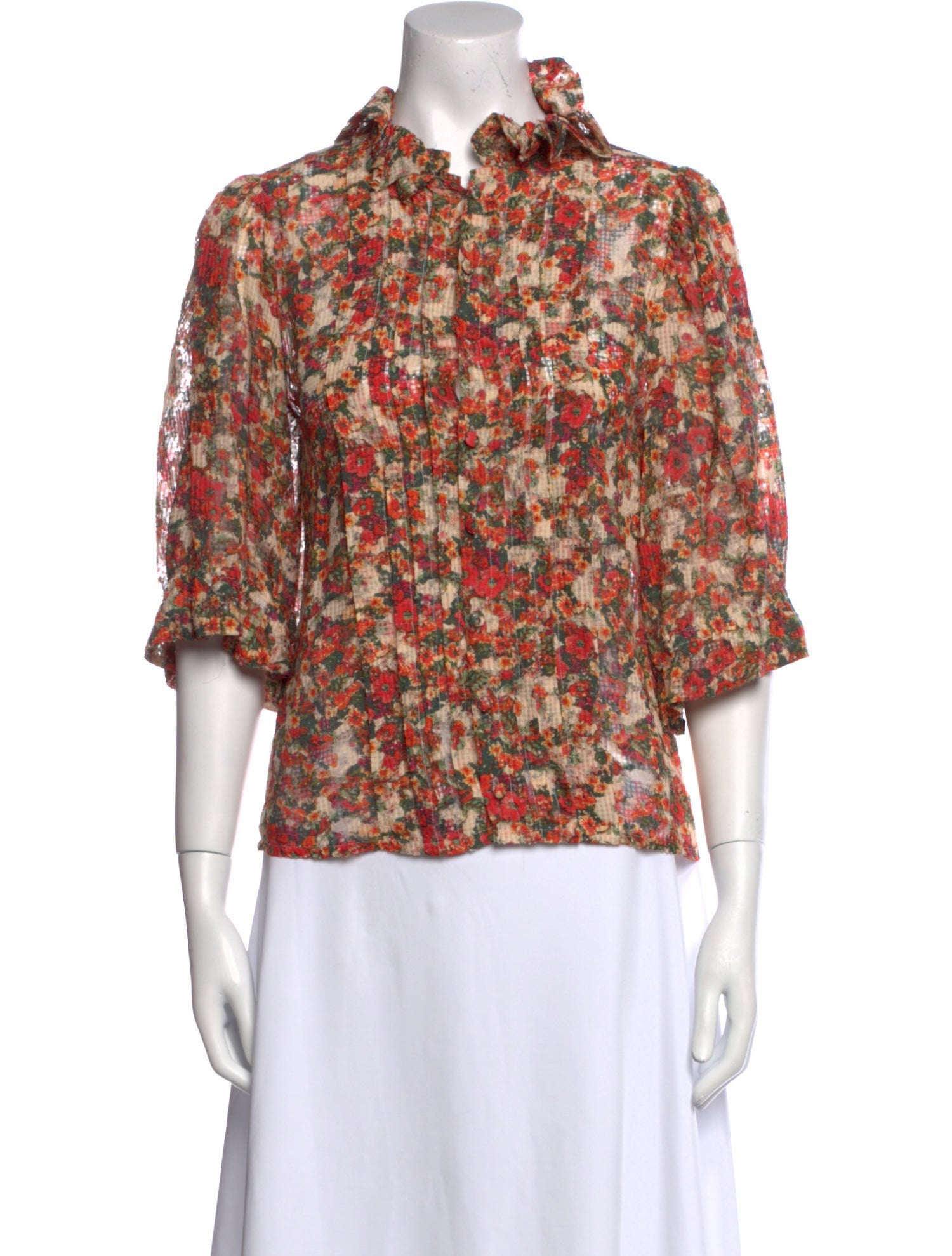 Isabel Marant Floral Print Mock Neck Blouse