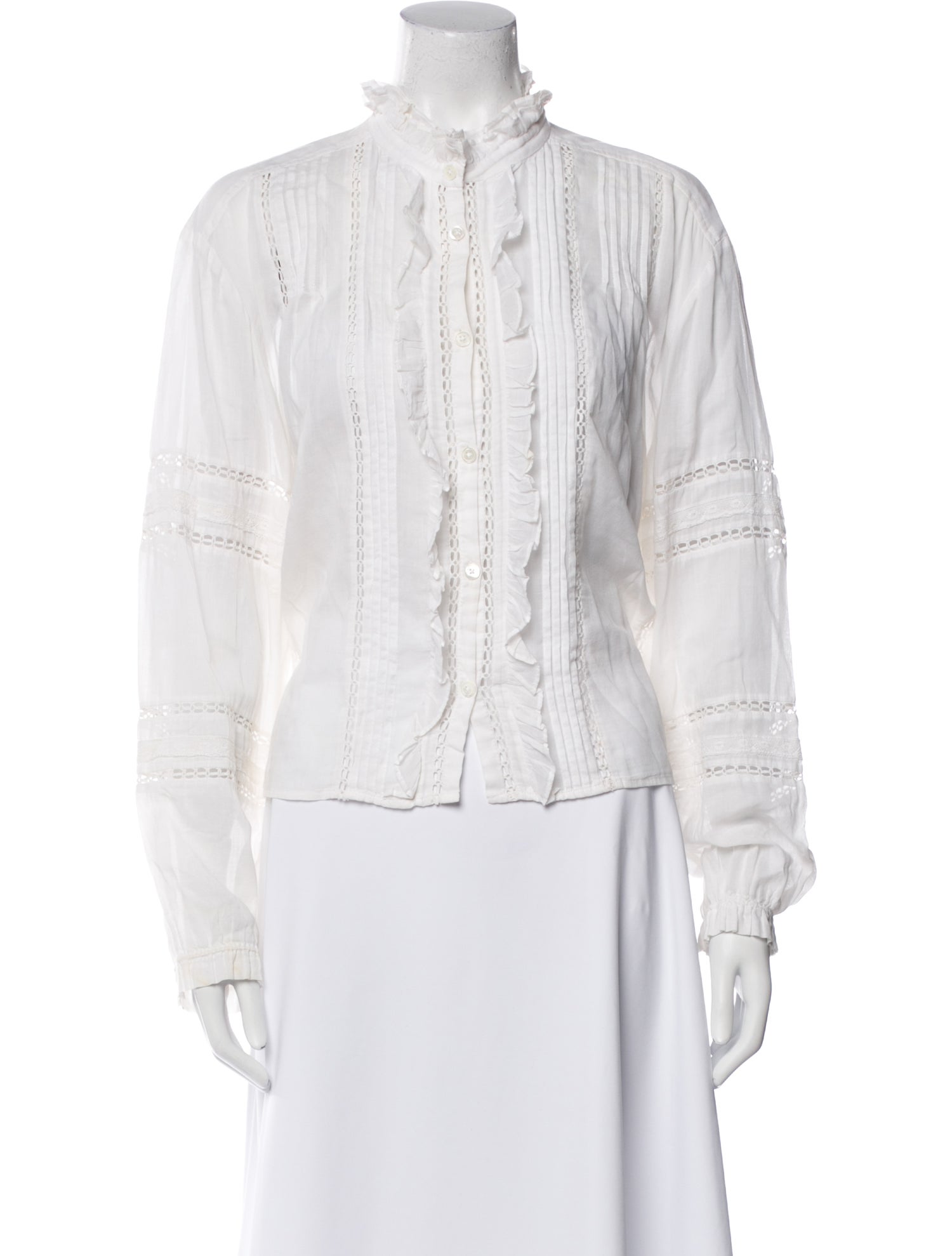 Isabel Marant Mock Neck Long Sleeve Button-Up Top