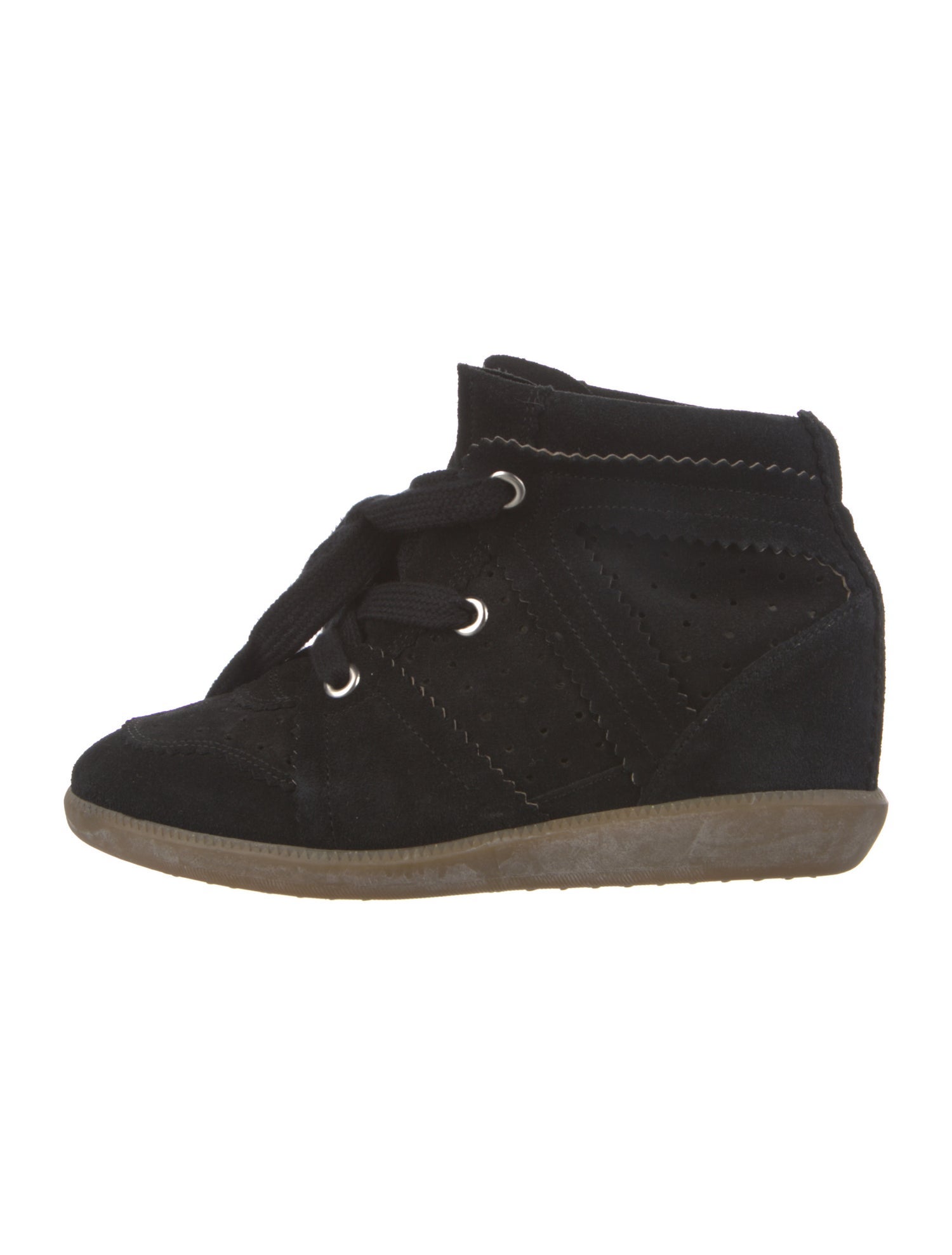 Isabel Marant Suede Scalloped Accent Wedge Sneakers