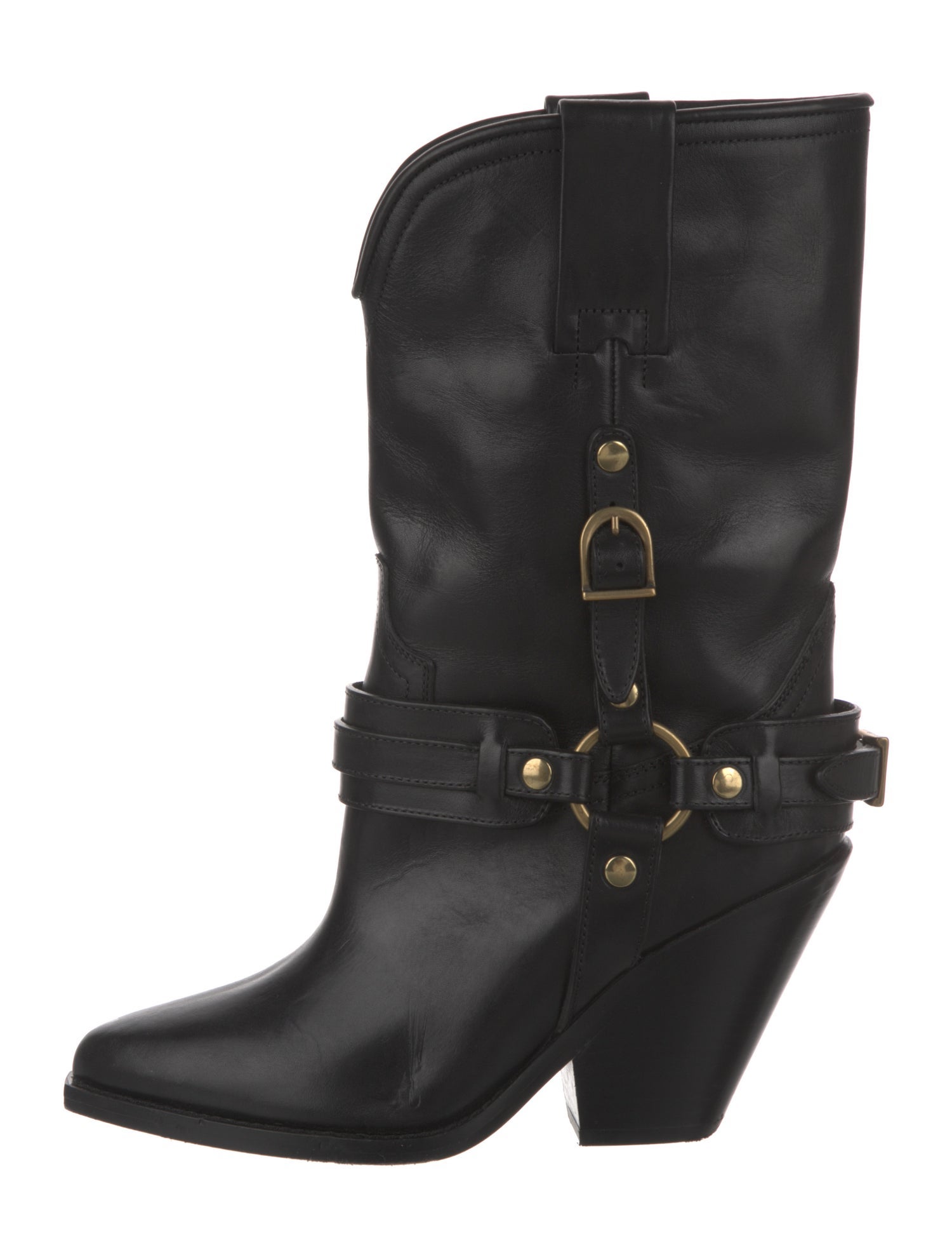 Isabel Marant Leather Studded Accents Moto Boots
