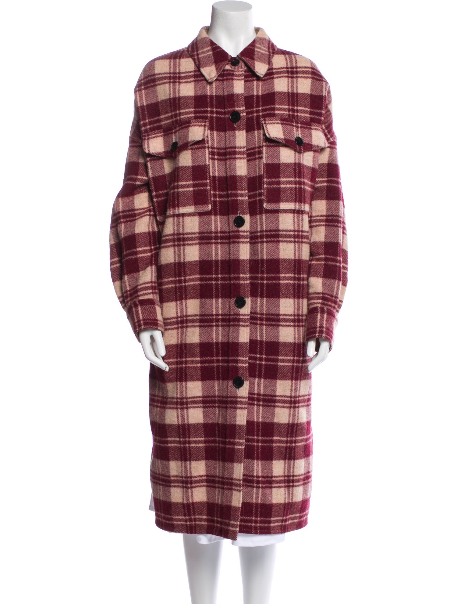 Isabel Marant Wool Plaid Print Coat
