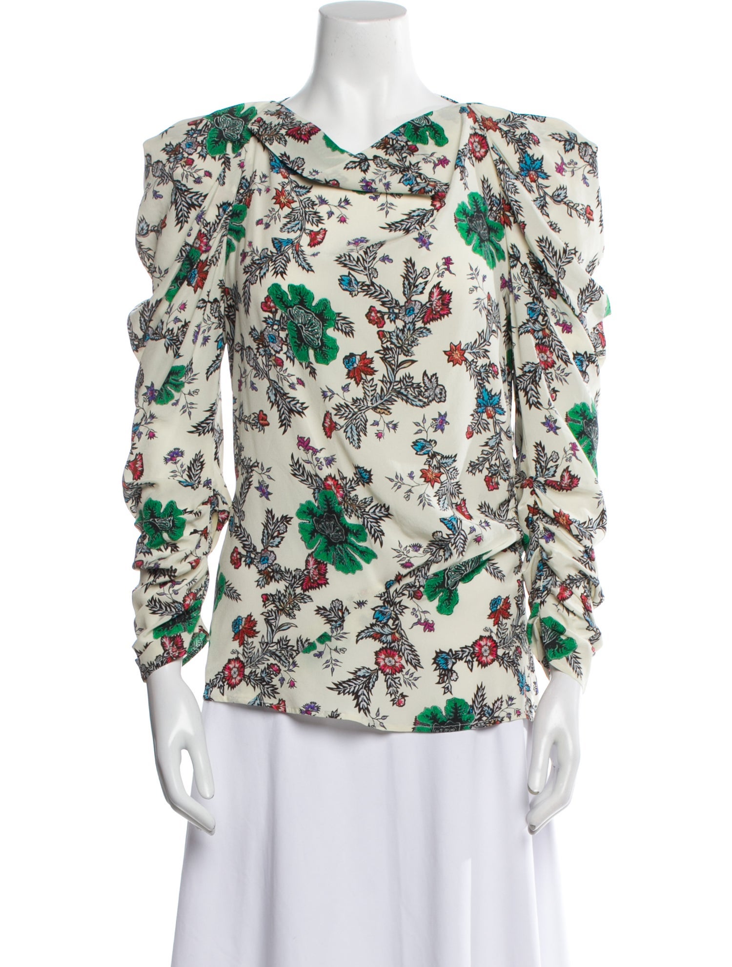 Isabel Marant Floral Print Cowl Neck Blouse w/ Tags