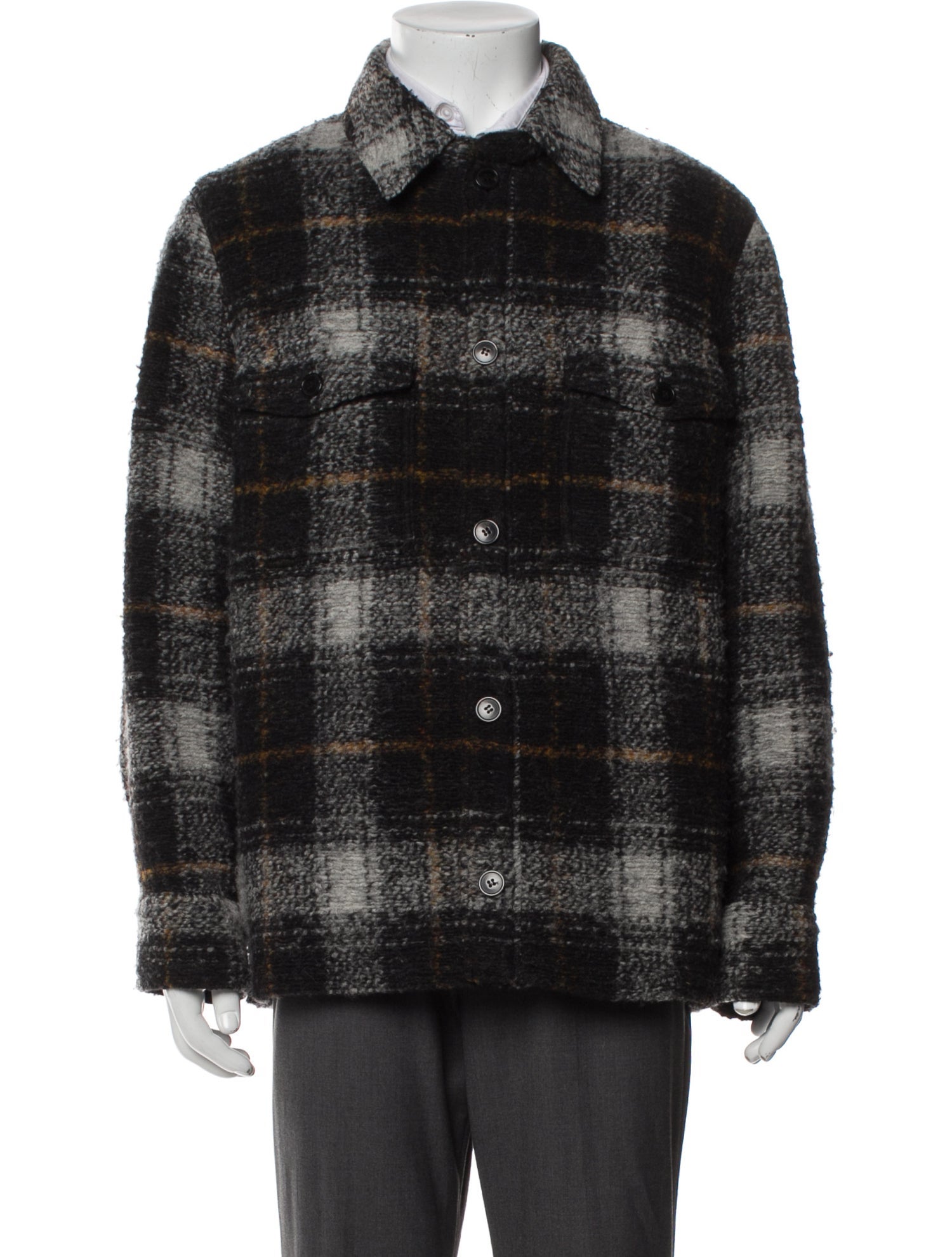 Isabel Marant Wool Plaid Print Peacoat