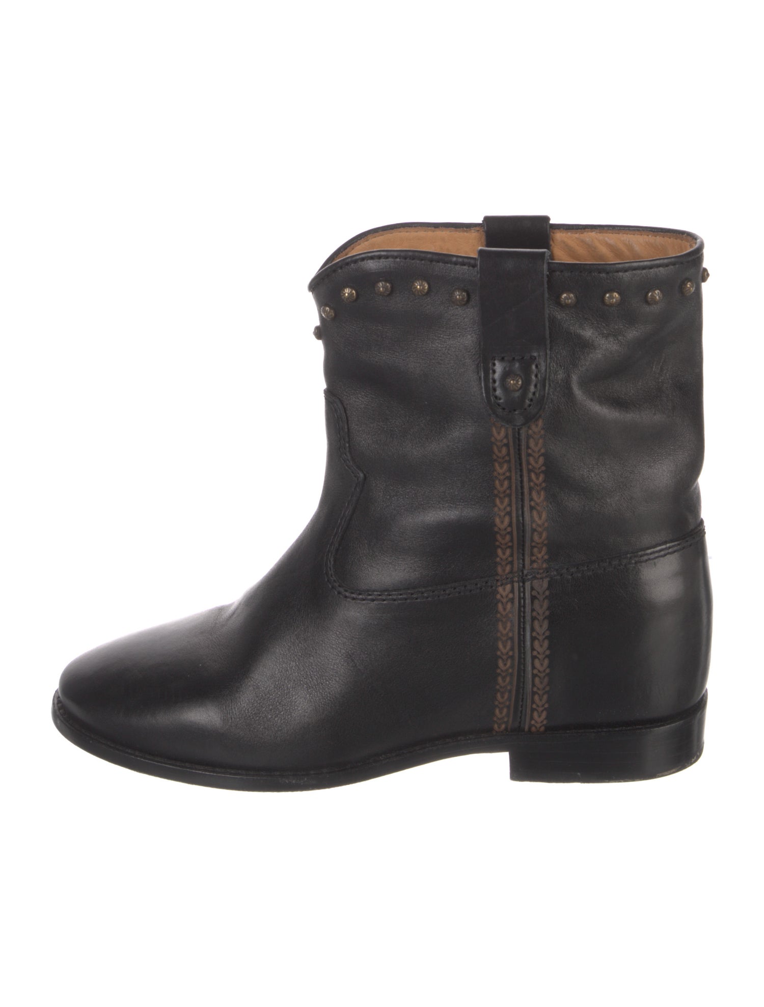 Isabel Marant Leather Studded Accents Moto Boots