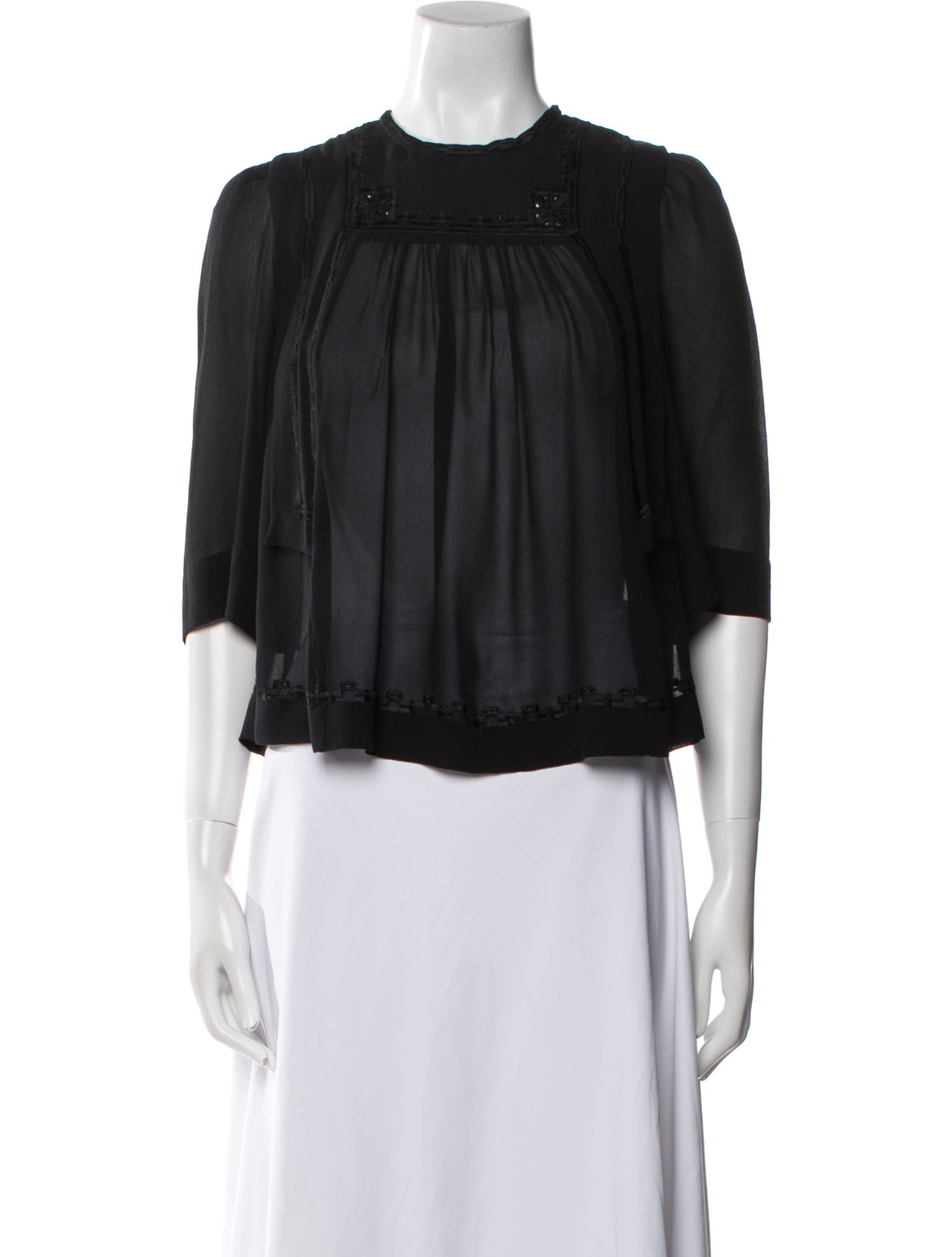 Isabel Marant Silk Crew Neck Crop Top