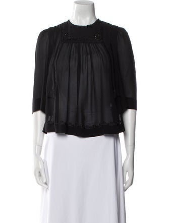 Isabel Marant Silk Crew Neck Crop Top