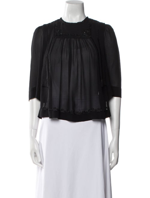 Isabel Marant Silk Crew Neck Crop Top