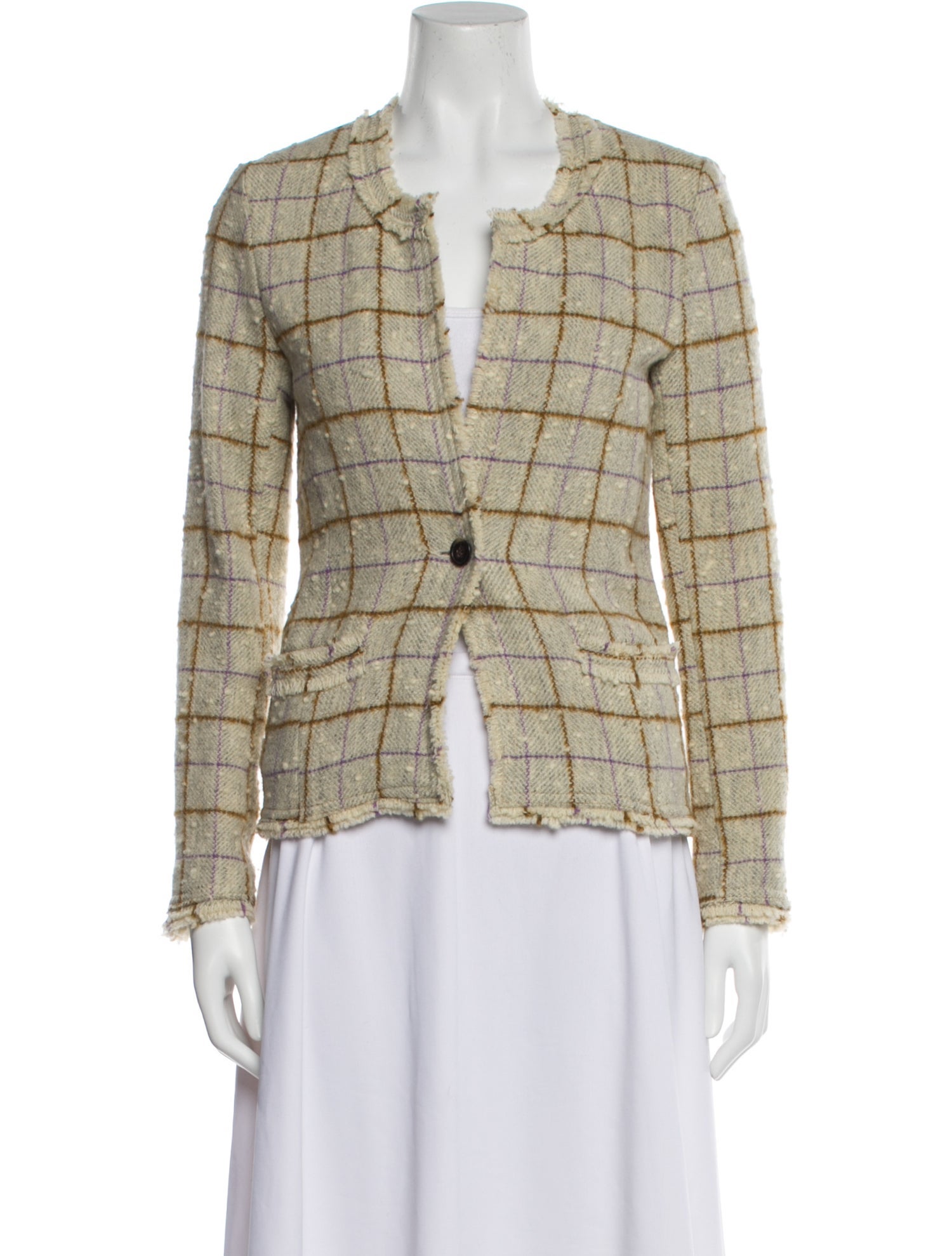 Isabel Marant Wool Plaid Print Blazer