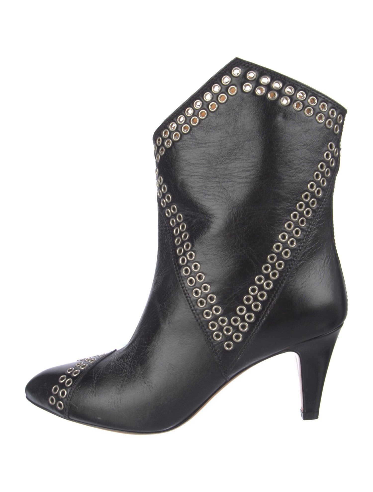 Isabel Marant Leather Eyelet Trim Western Boots