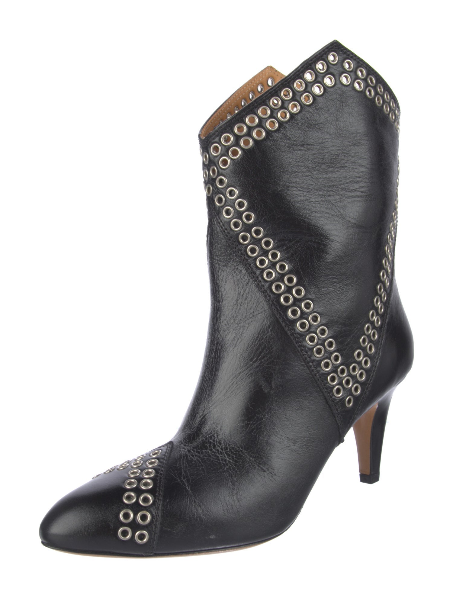 Isabel Marant Leather Eyelet Trim Western Boots
