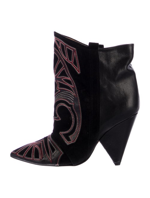 Isabel Marant Leather Embroidered Accent Boots