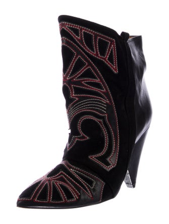 Isabel Marant Leather Embroidered Accent Boots