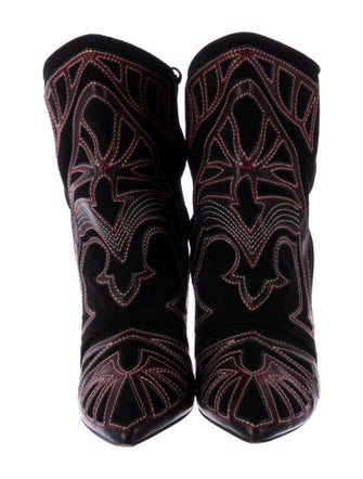 Isabel Marant Leather Embroidered Accent Boots