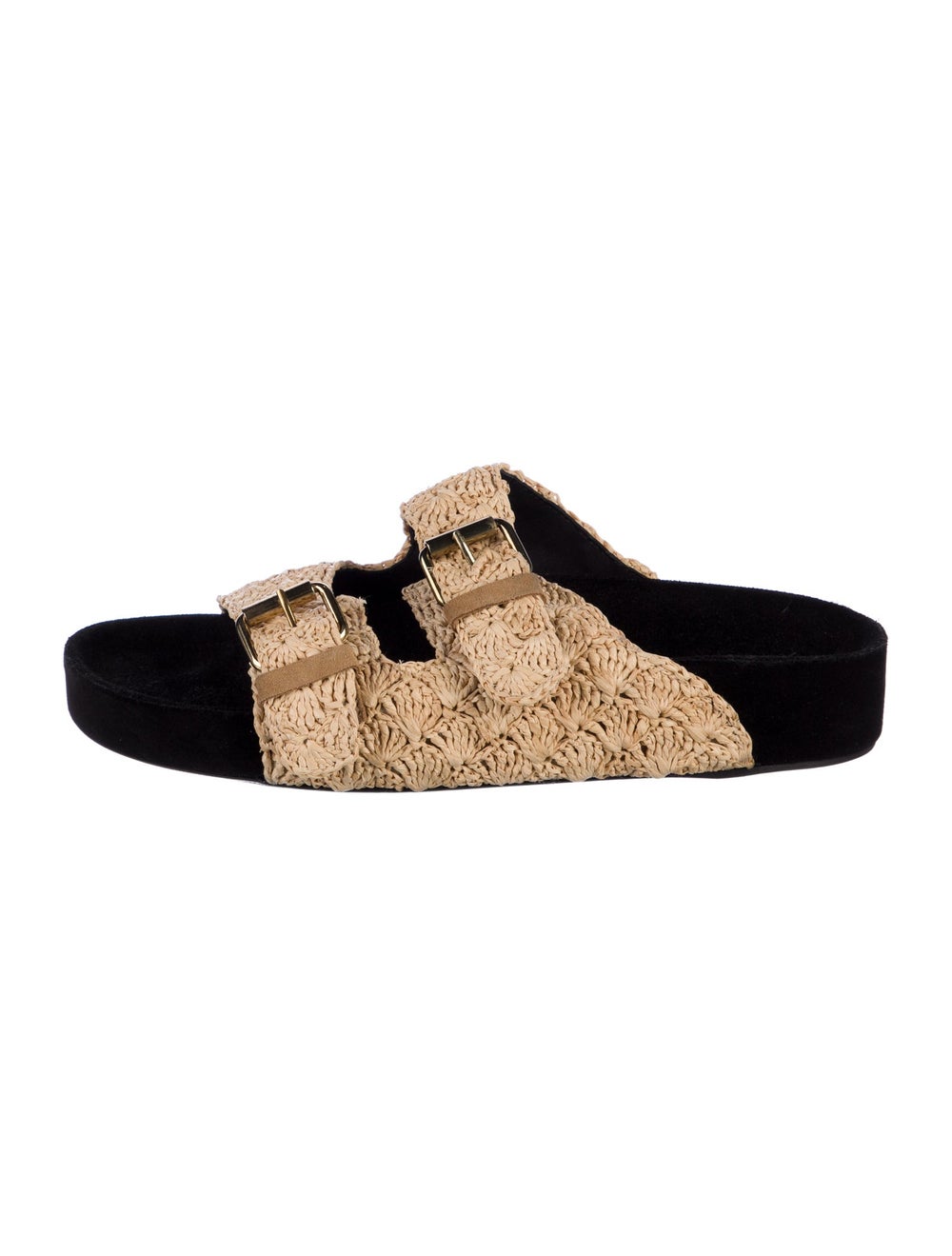 Isabel Marant Raffia Slides Neutrals Buckle Closu… - image 1