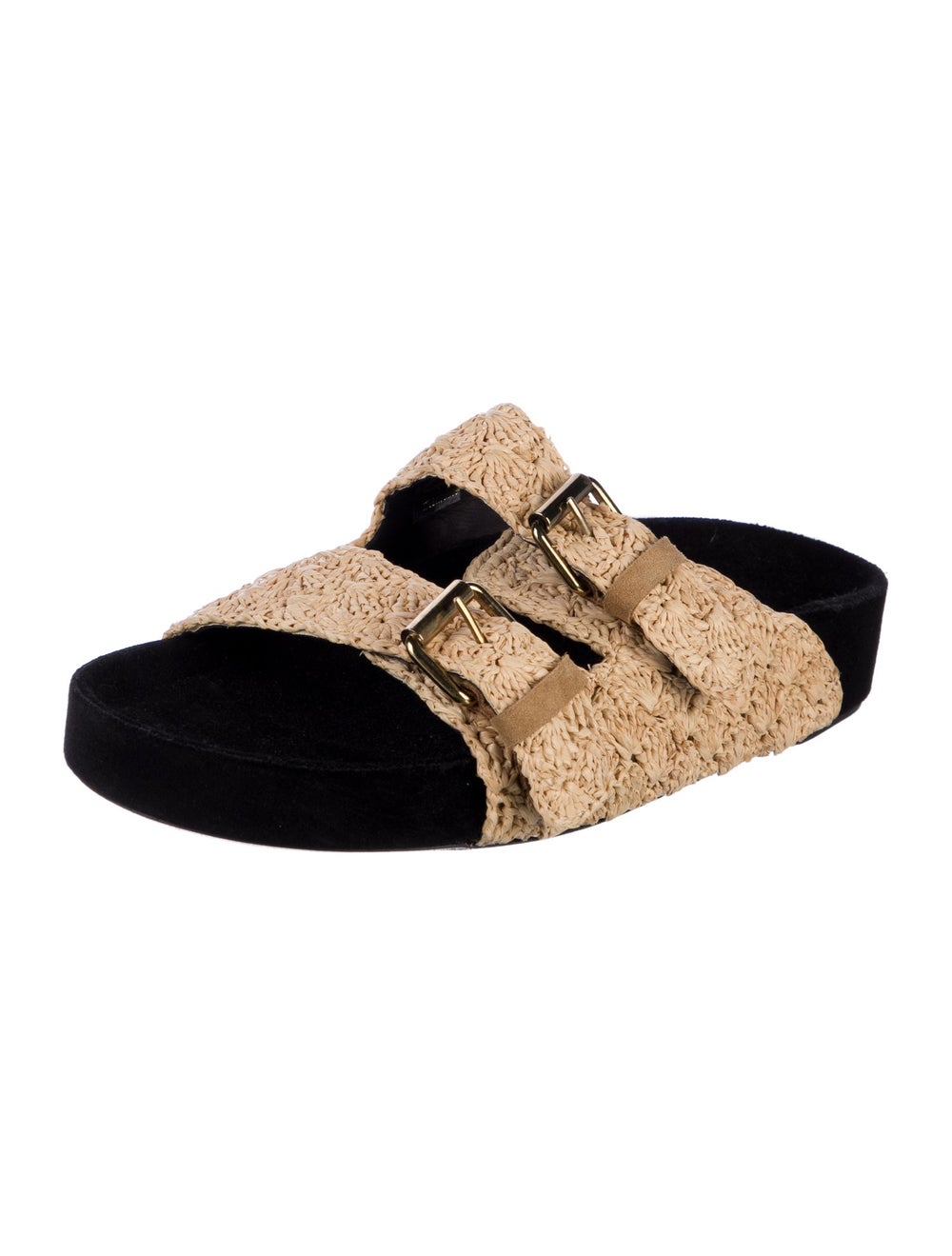 Isabel Marant Raffia Slides Neutrals Buckle Closu… - image 2