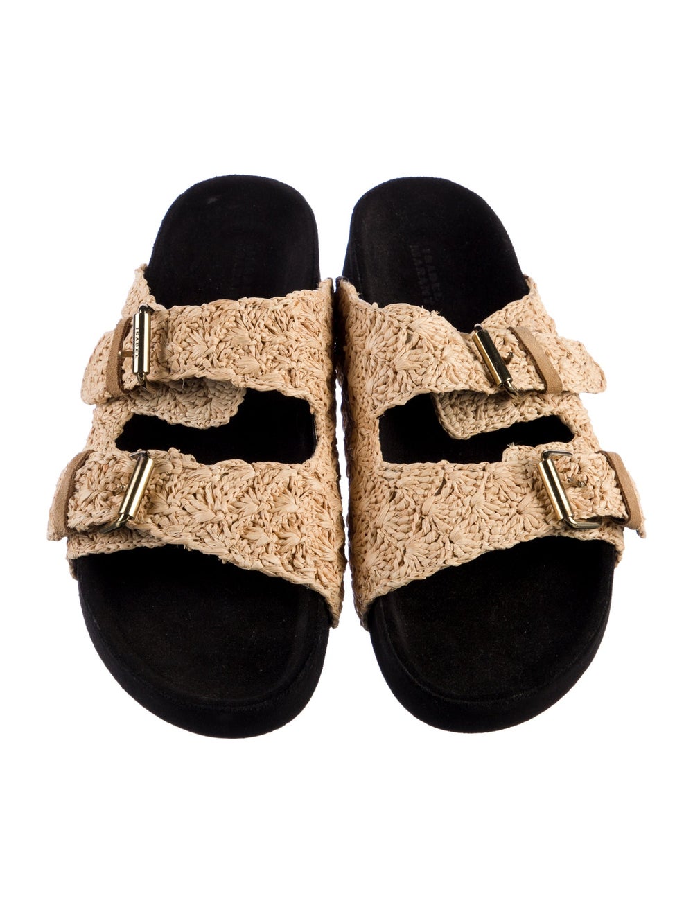 Isabel Marant Raffia Slides Neutrals Buckle Closu… - image 3