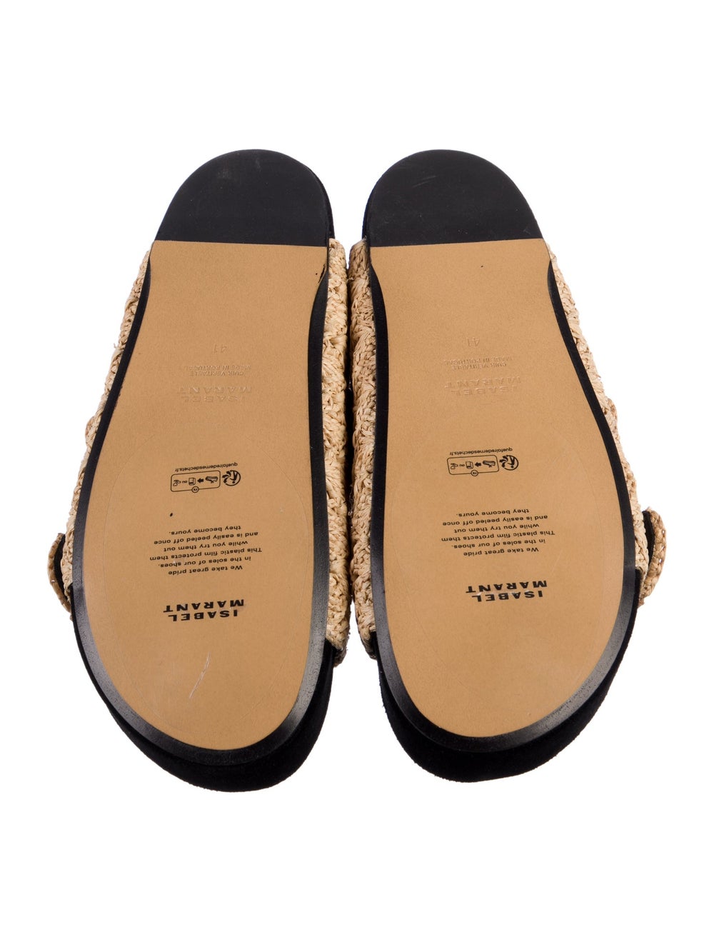 Isabel Marant Raffia Slides Neutrals Buckle Closu… - image 5
