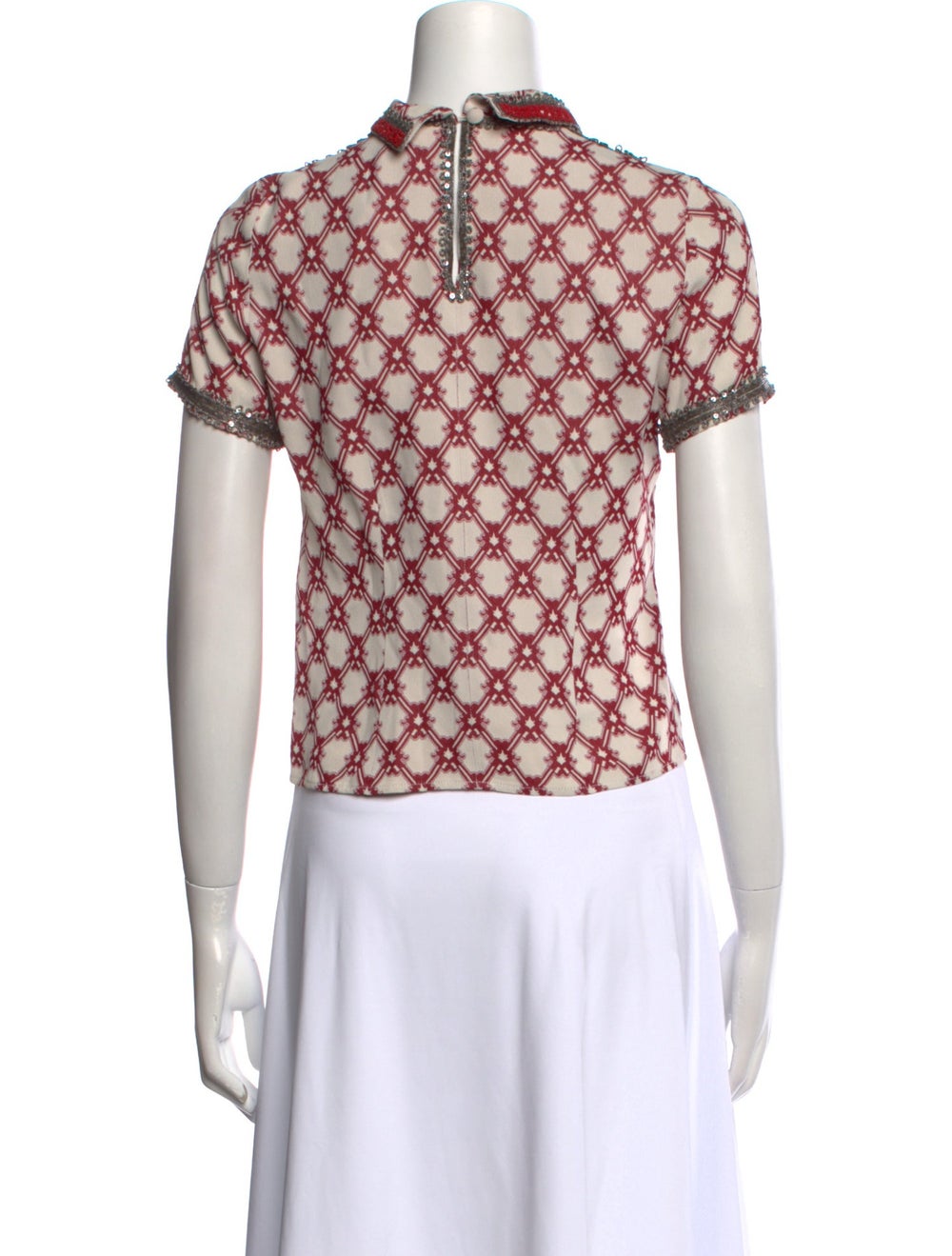 Isabel Marant Crop Top Red Printed Beaded & Sequi… - image 3