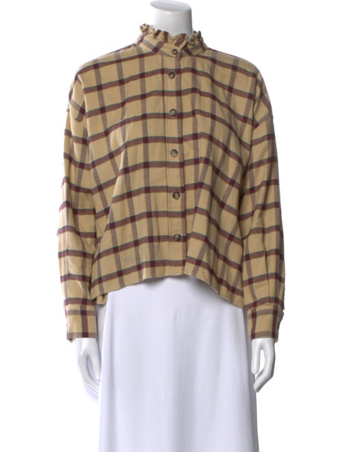 Étoile Isabel Marant Plaid Print Mock Neck Button-Up Top