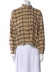 Étoile Isabel Marant Plaid Print Mock Neck Button-Up Top