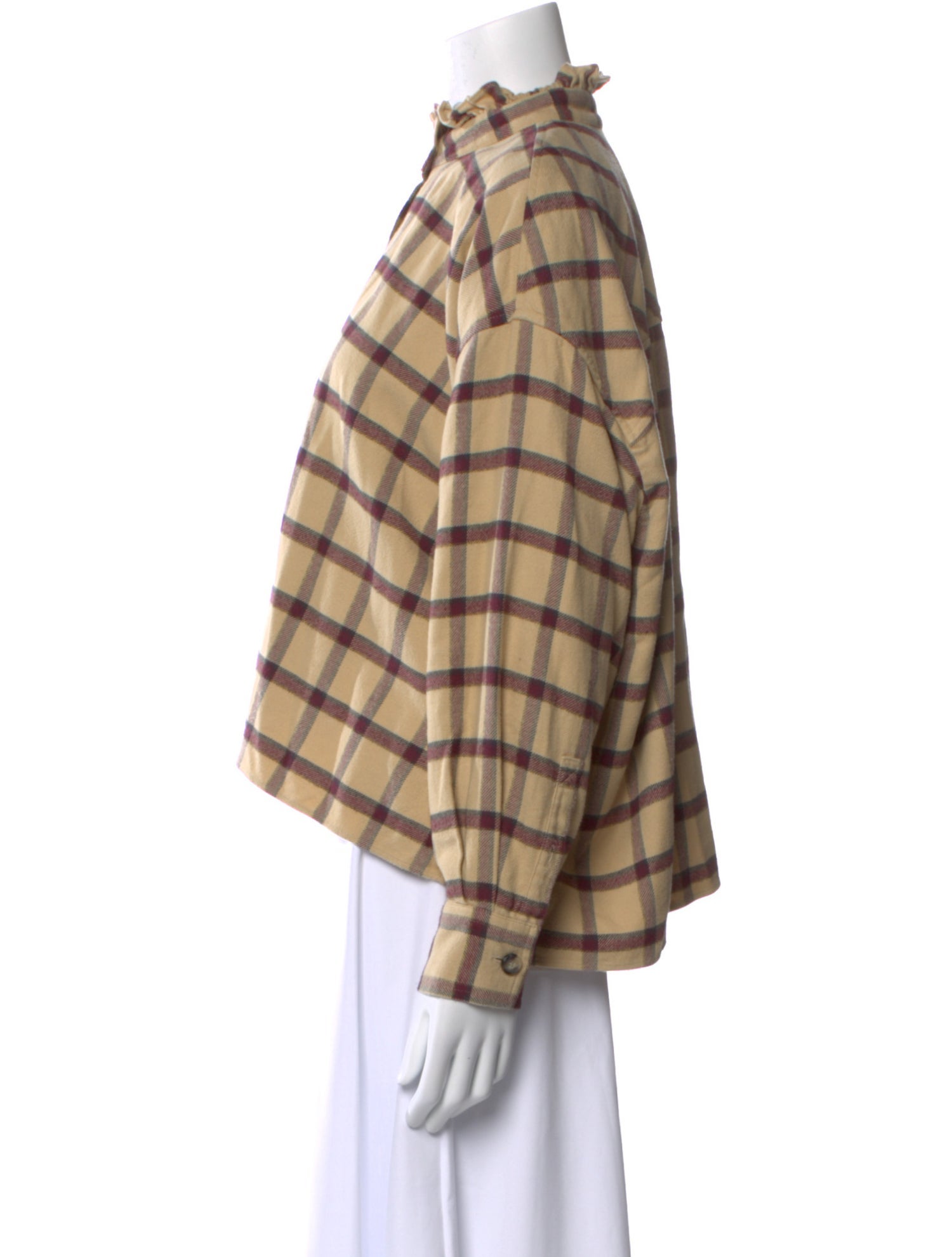 Étoile Isabel Marant Plaid Print Mock Neck Button-Up Top