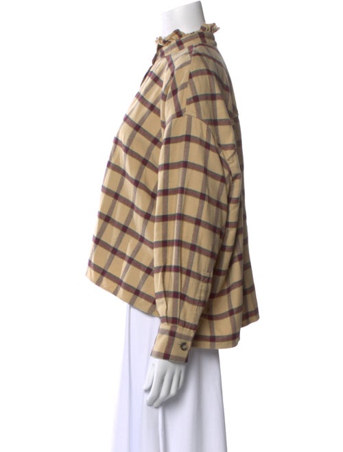 Étoile Isabel Marant Plaid Print Mock Neck Button-Up Top
