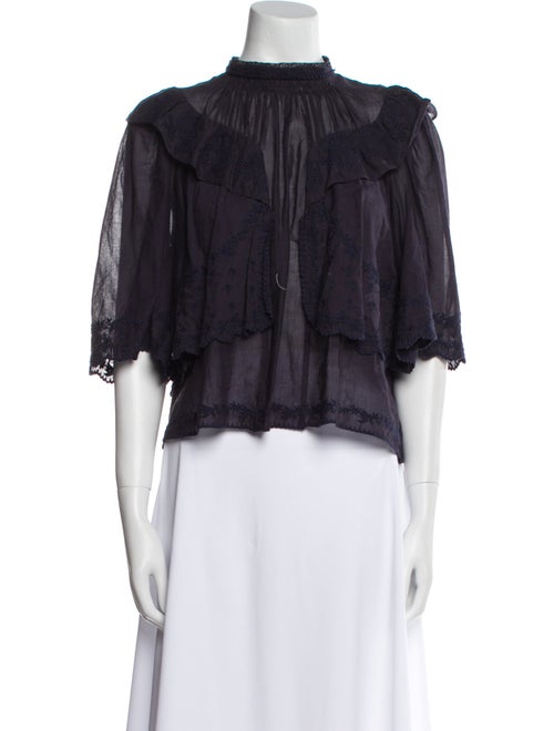 Isabel Marant Mock Neck Three-Quarter Sleeve Crop Top