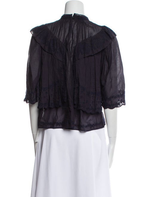 Isabel Marant Mock Neck Three-Quarter Sleeve Crop Top