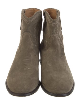 Isabel Marant Suede Embroidered Accent Moto Boots