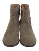 Isabel Marant Suede Embroidered Accent Moto Boots