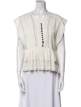 Isabel Marant V-Neck Short Sleeve Blouse